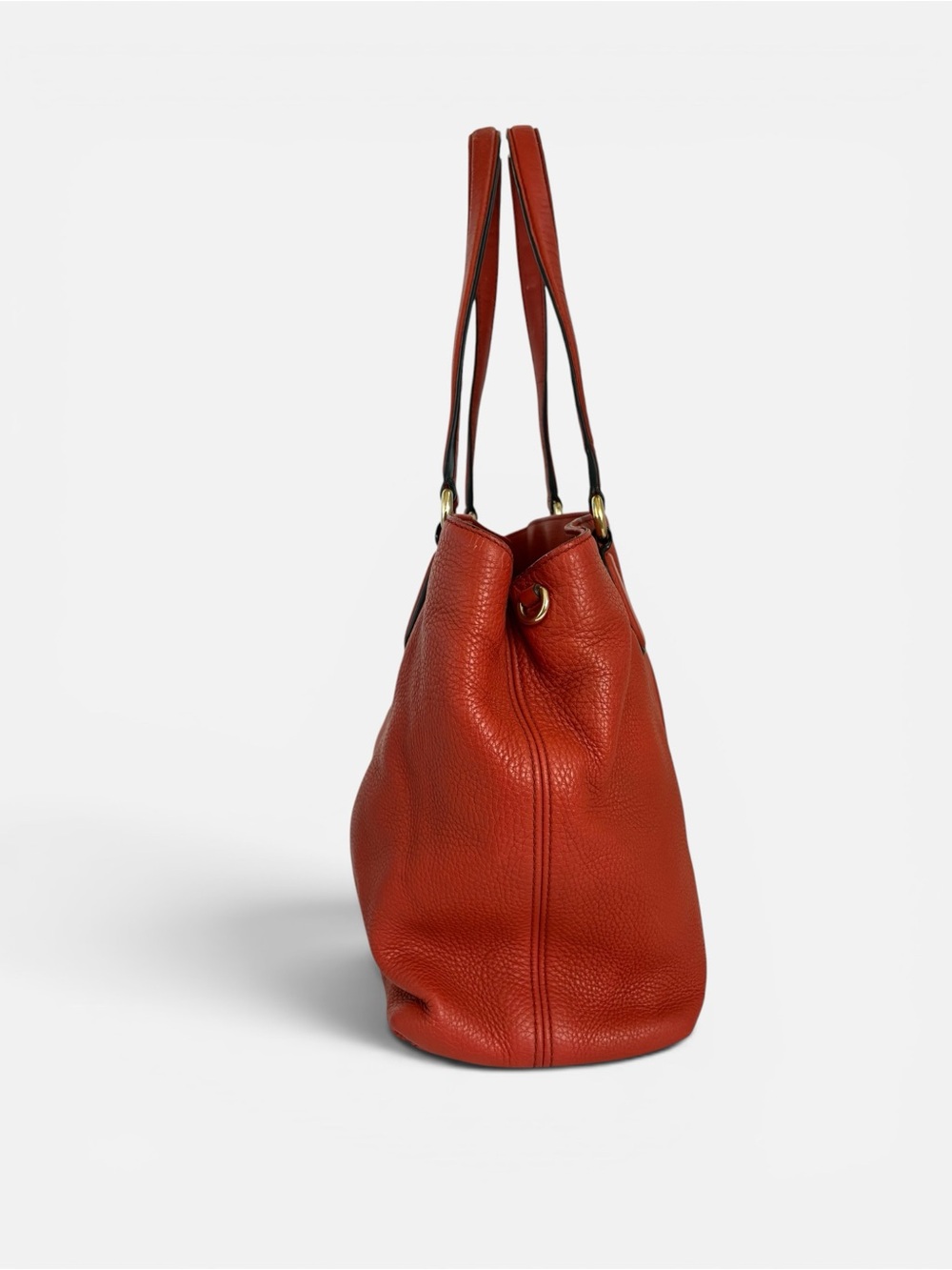 Gucci Orange-Red Pebbled Leather Shoulder Tote - Picture 4 of 13